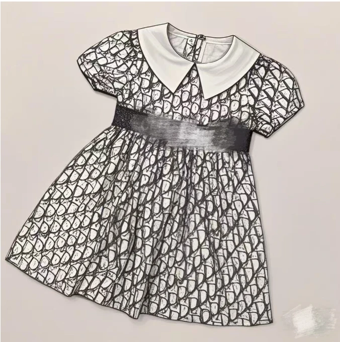 88727夏季新款气质老花潮流时尚百搭连衣裙套装