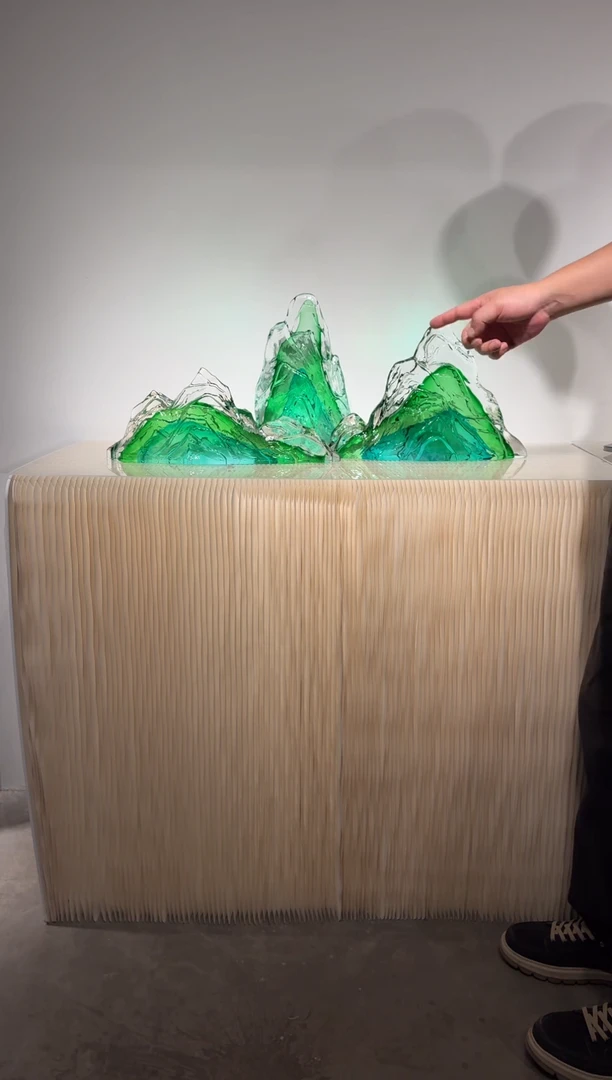 摆件璨石美学翡翠山一组艺术摆件