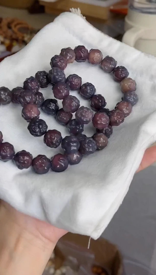 菩提根/象牙果手串q68紫美人玉化羊咩咩14手串