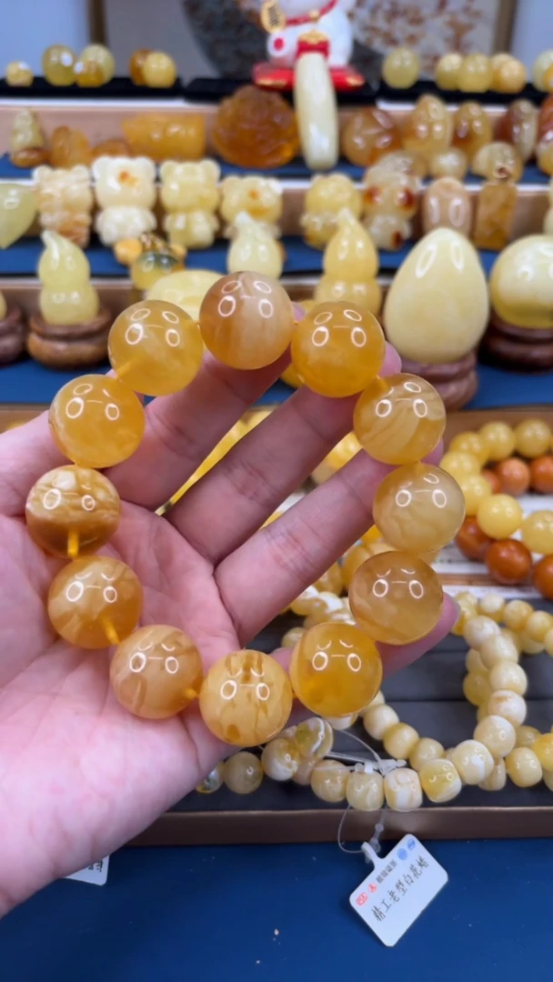 琥珀未镶嵌珠宝奇石p65 俄料精品蜜蜡单圈 64.79g 21mm