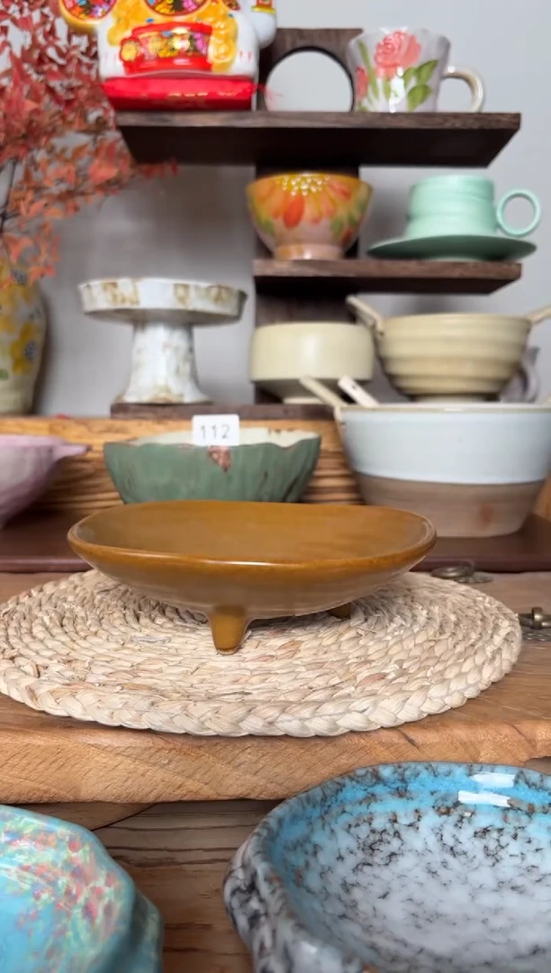 陶瓷13手作粗陶餐具1个装
