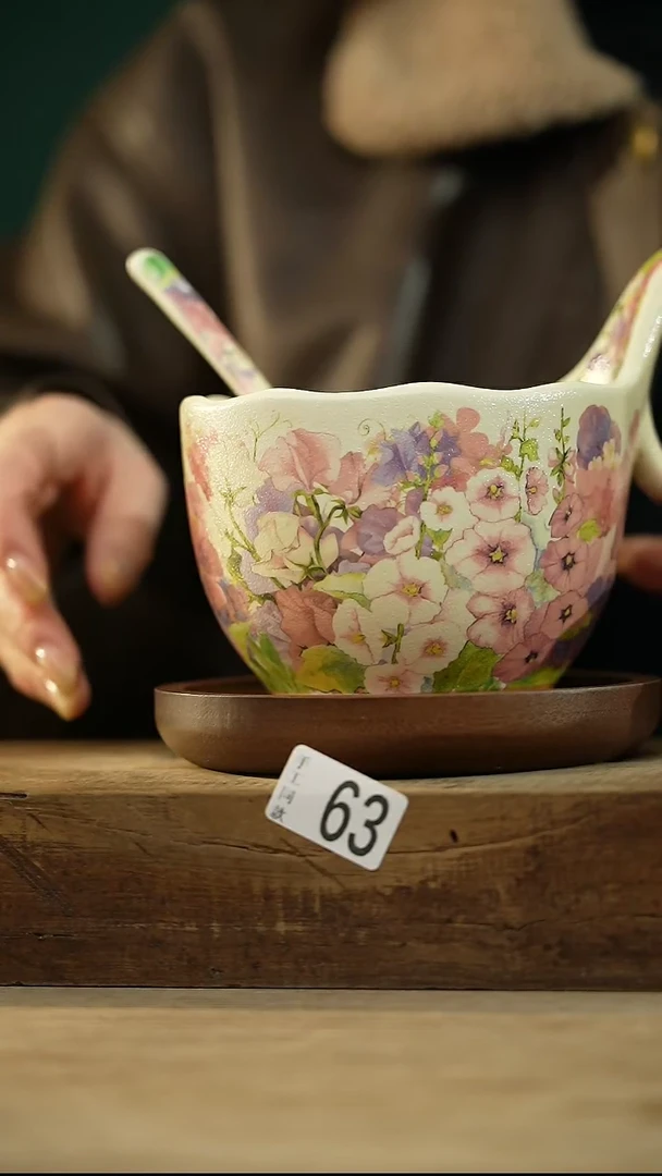 【闪购商品】瓷片新品！繁花似锦咖啡杯+勺+垫子