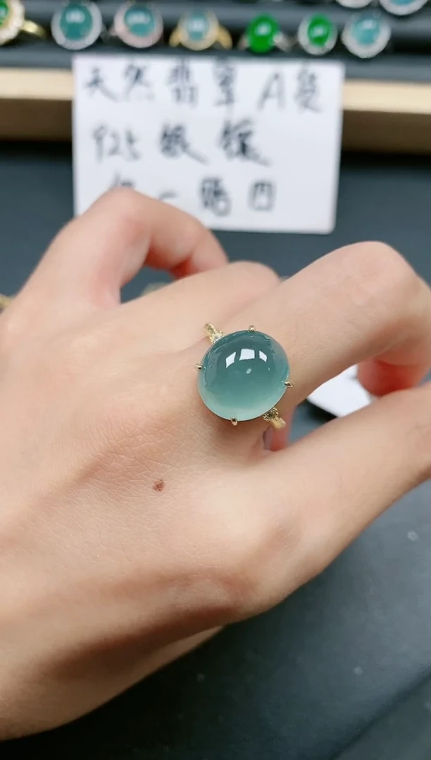 翡翠戒指银S925镶嵌111111