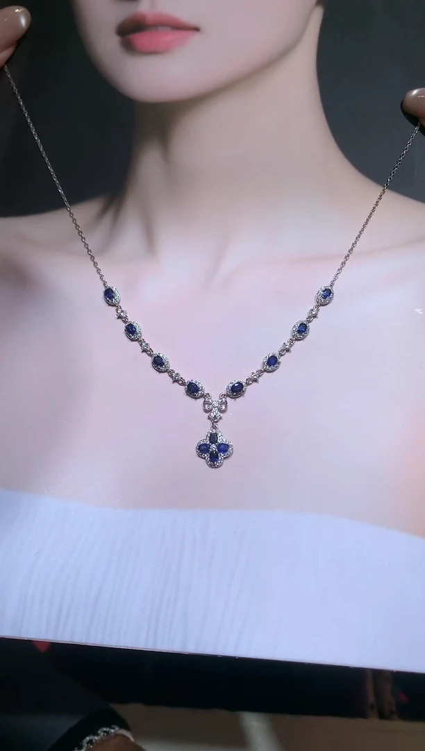 颈饰蓝宝石银S925镶嵌【宝石世家严选】