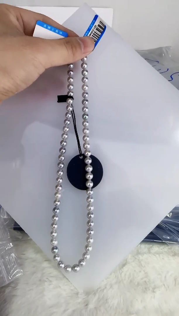 未镶嵌海水珍珠DA海水灰珠串链带大证6-7  ss125