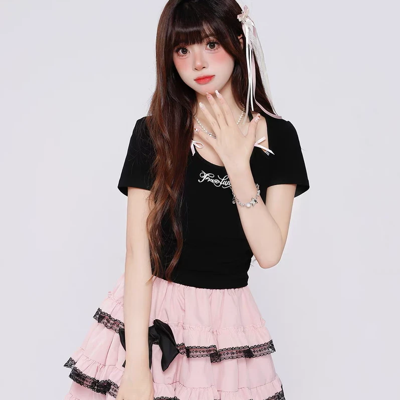 番茄园 679甜酷辣妹 挂脖短袖DX93