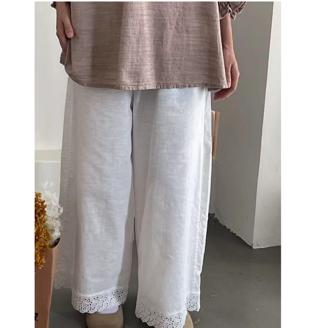 【焦糖可可2】日系复古森系四色阔腿裤宽松休闲简约直筒裤H9288