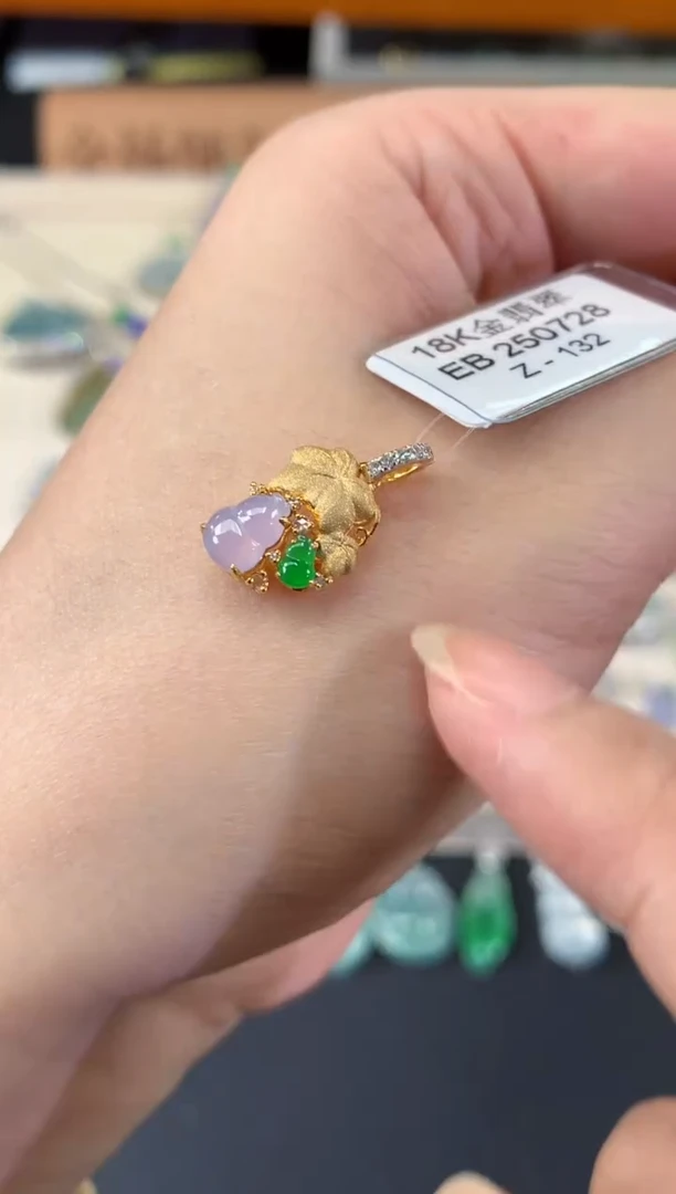 翡翠18K金镶嵌吊坠(不含链)Q155|2980