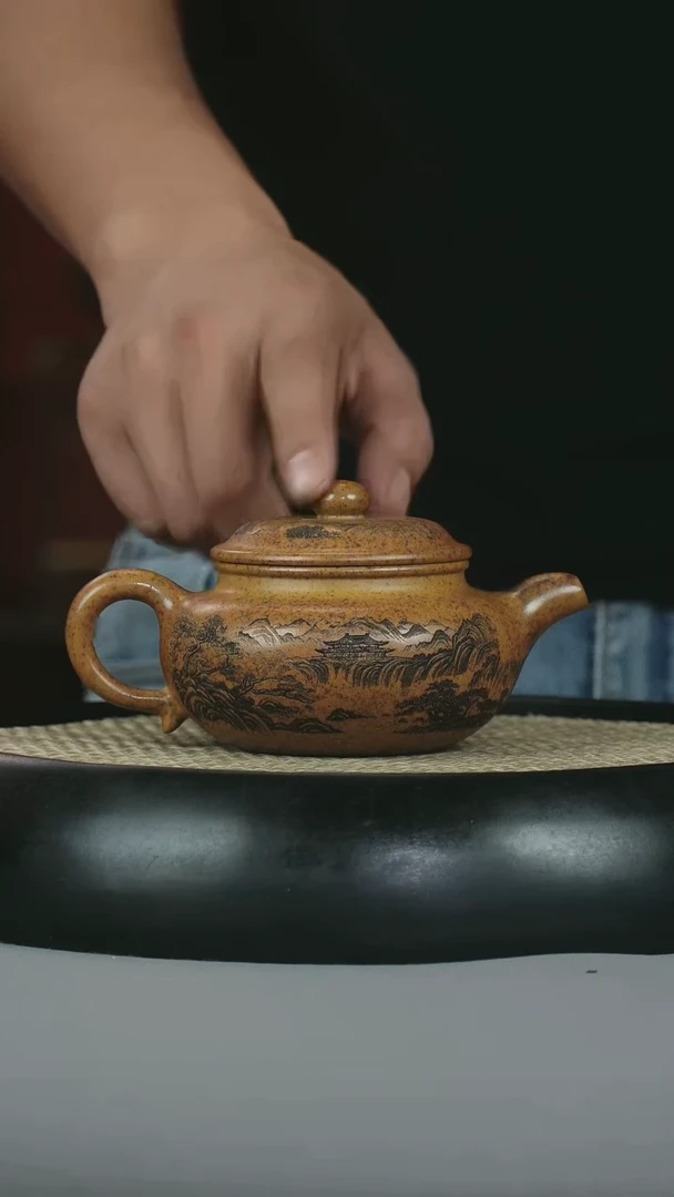 茶壶紫砂  龙骨金砂 仿古 江山如画