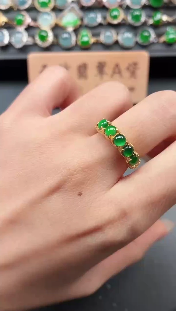 银S925镶嵌戒指翡翠1