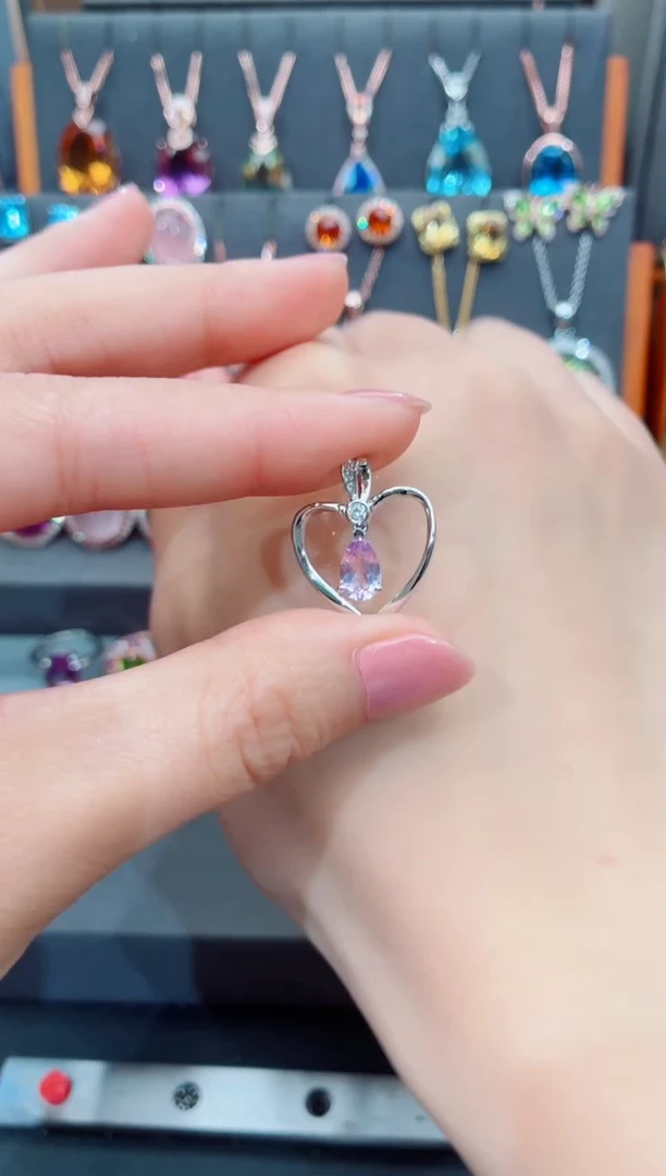 吊坠(不含链)银S925镶嵌水晶水晶吊坠