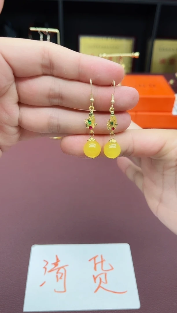 玛瑙/玉髓耳饰银S925镶嵌318000