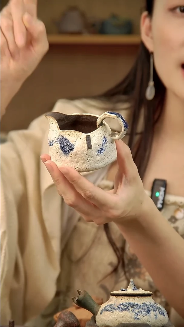 言野手作 粉引六方公道杯