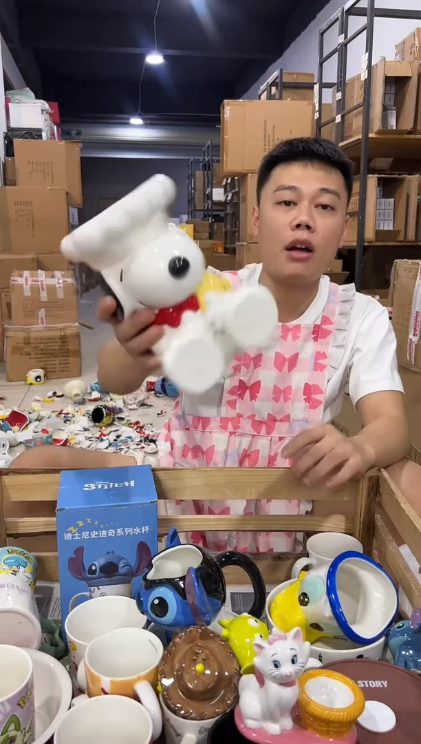 瓷片史努比厨师收纳桶 微瑕