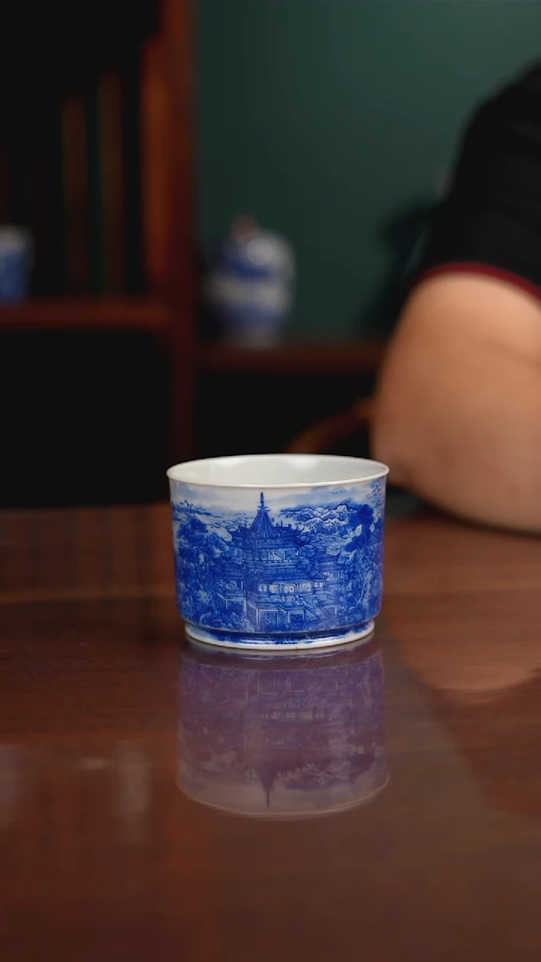 自成堂柴窑青花蓬莱仙境