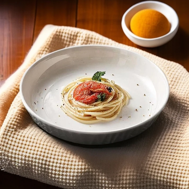 【瓷县令】8英寸莹玉琉璃西餐盘陶瓷意面盘酒店早餐盘圆形网红菜盘