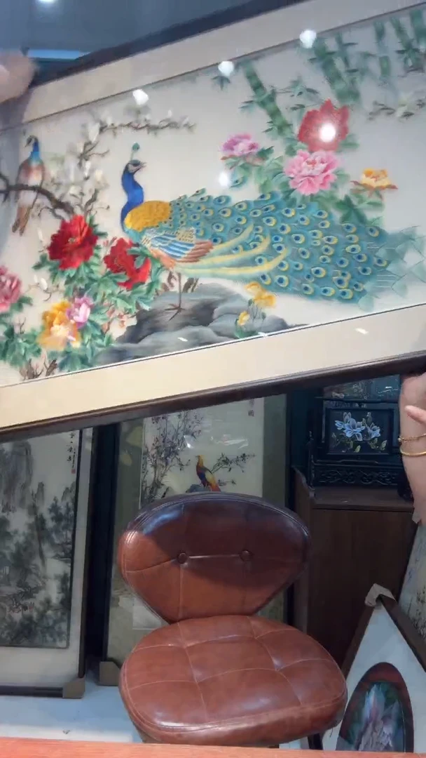 刺绣非遗苏绣手工刺绣横版孔雀