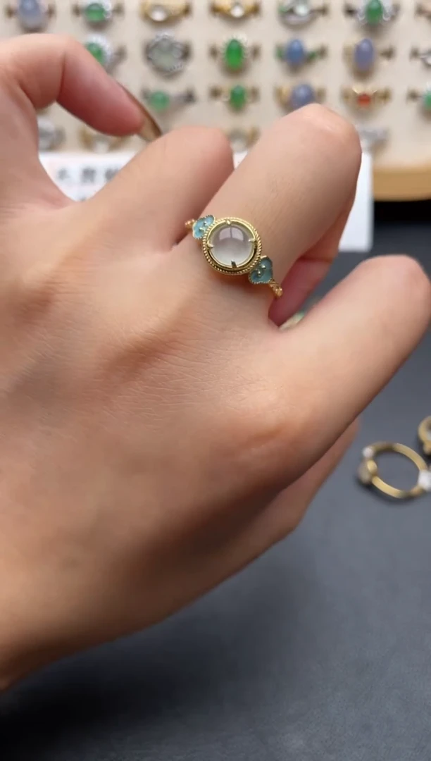 翡翠戒指银S925镶嵌一物一证一礼盒