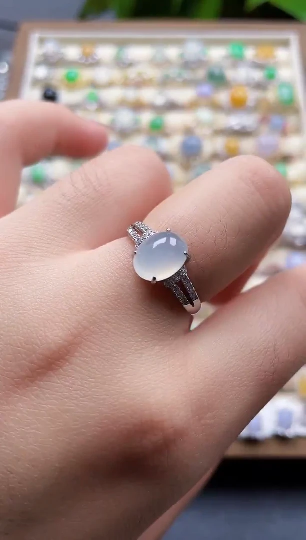 银S925镶嵌戒指翡翠1