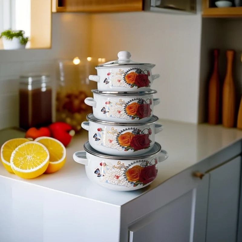 珐琅搪瓷带盖泡面锅宝宝辅食锅学生早餐锅煤气灶燃气炉电磁炉