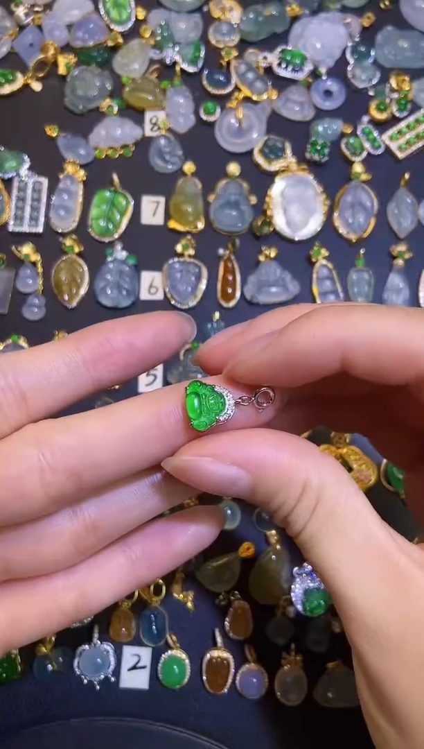 翡翠银S925镶嵌吊坠(不含链)1