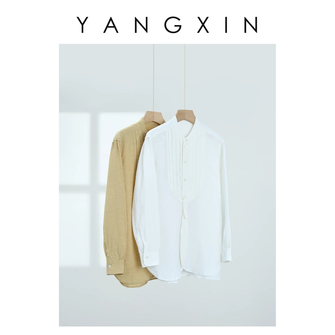 【无龄杨昕】“清风素衣”文艺风琴褶纯色亚麻长衫SS06103