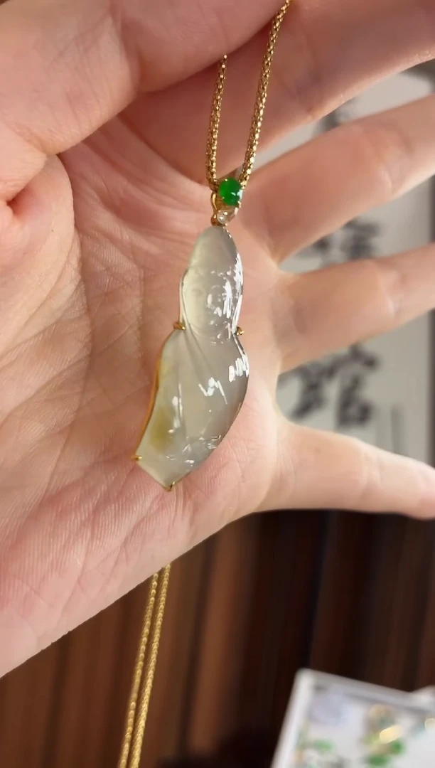 吊坠(不含链)18K金镶嵌翡翠吊坠