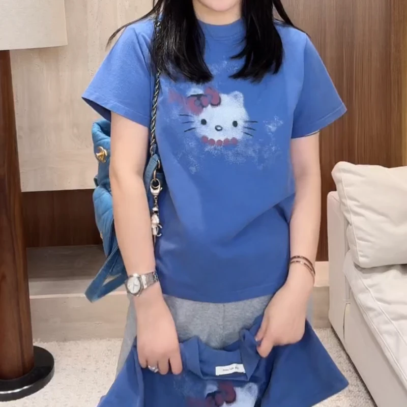 2025春夏新款圆领休闲时尚百搭蓝卡通短袖t恤LK2502625