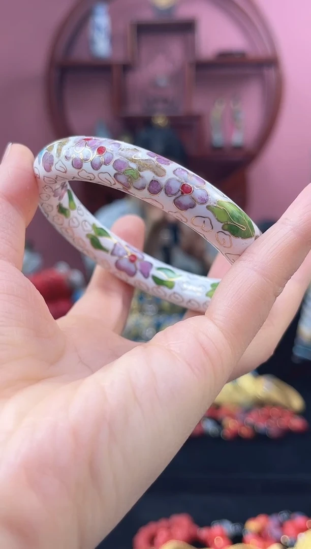 非遗 景泰蓝 公主镯粗 白色 60