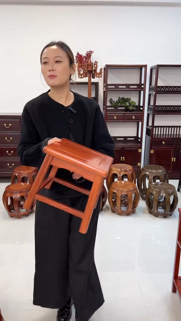 鸡翅木类家具花梨木28高小方凳