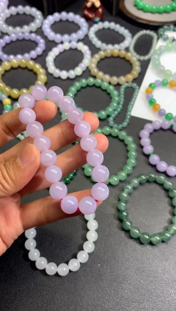 未镶嵌手链翡翠天然缅甸翡翠A货粉紫手串卡11mm