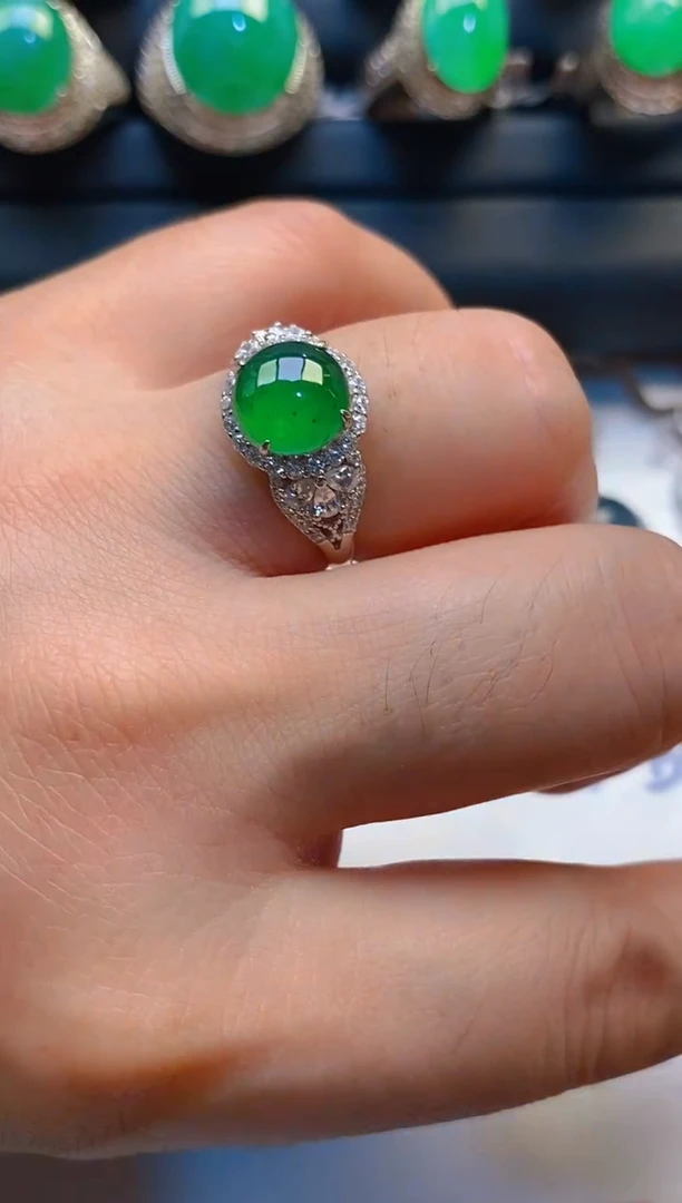 【闪购商品】翡翠耳饰银S925镶嵌天然A货翡翠1