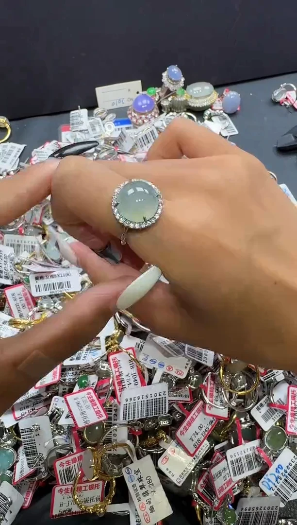 翡翠戒指银S925镶嵌戒指471