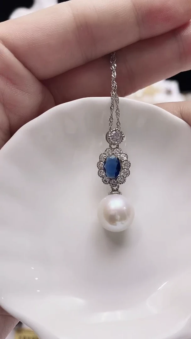 淡水珍珠银S925镶嵌颈饰淡水珍珠吊坠