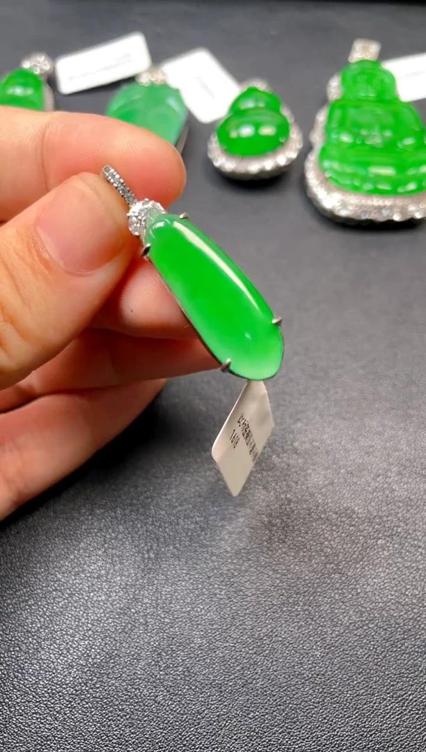 吊坠(不含链)银S925镶嵌翡翠吊坠