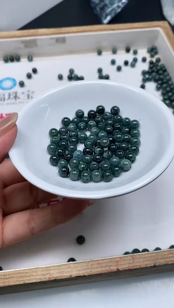 翡翠散珠未镶嵌M729 蓝水翡翠6mm30个12元