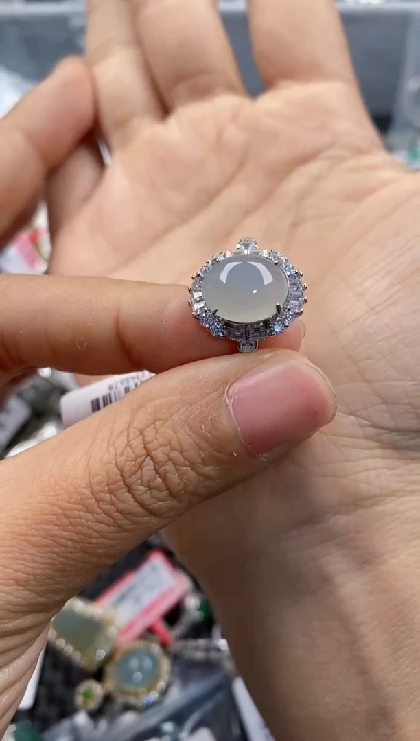 银S925镶嵌戒指翡翠777     9