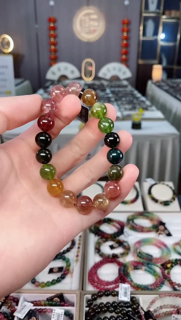 未镶嵌收藏级老矿碧玺单圈手串11mm+碧玺xion多样性发一条