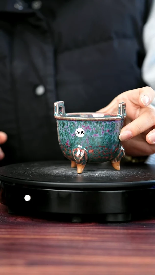 杯子瓷509#张旭东一级品原矿钧瓷鼎炉