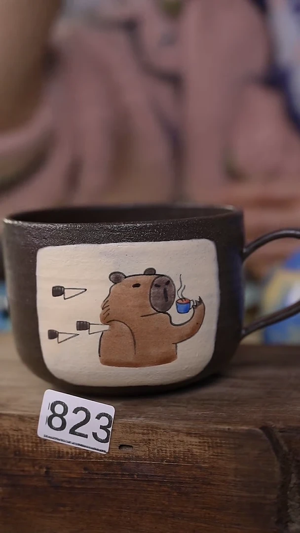 【闪购商品】瓷片喵喵设计师款卡皮巴拉/咖啡杯