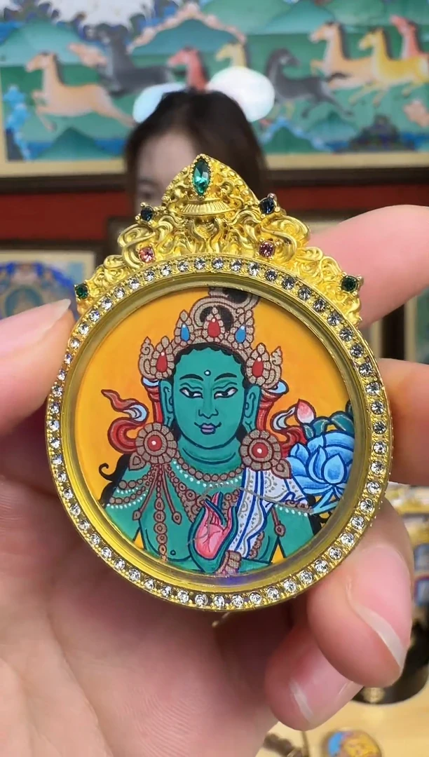 吊坠绿妈妈-热贡纯手绘