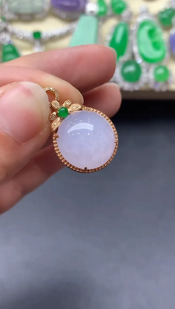 颈饰18K金镶嵌翡翠214-中国好珍宝