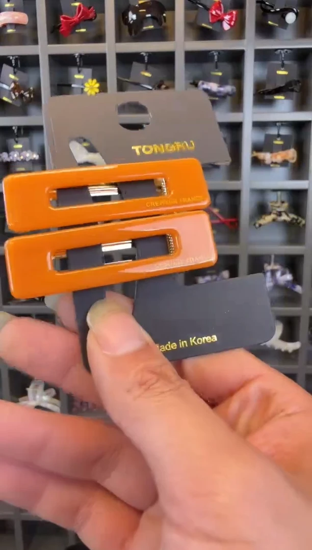 非金属醋酸醋酸韩国醋酸BF正版7cm小方块鸭嘴边夹一对橘色