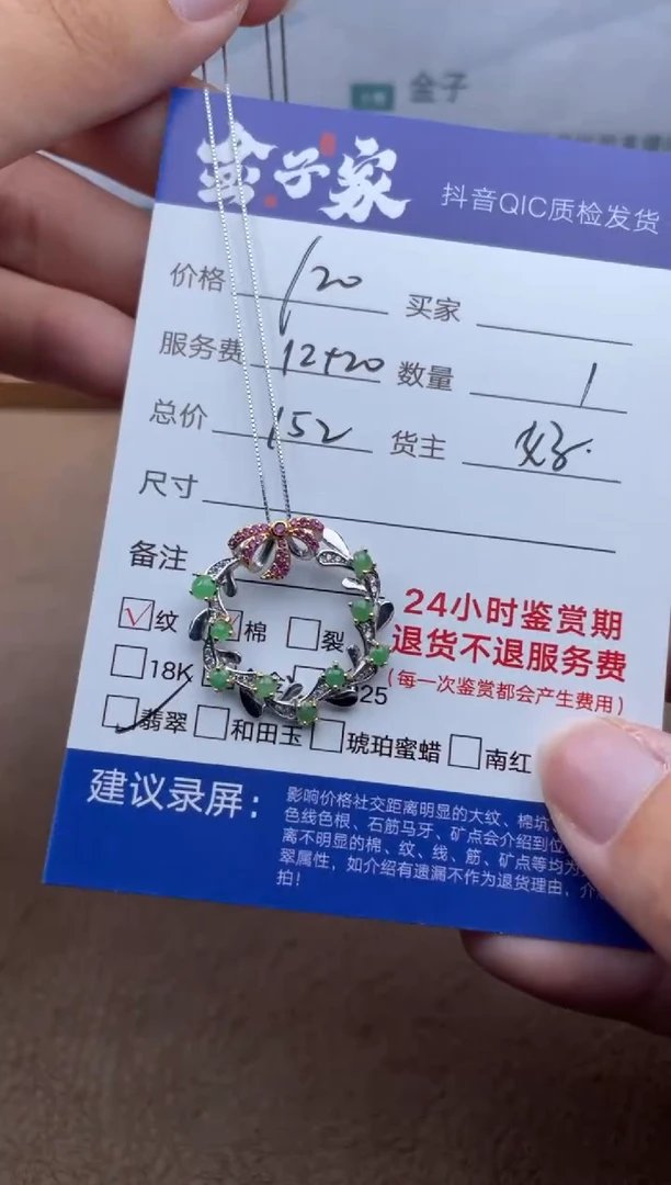 翡翠银S925镶嵌颈饰536561022