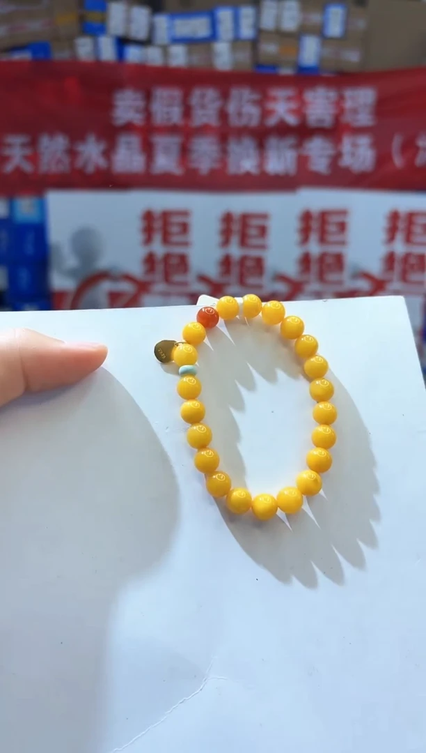 银S925镶嵌蜜蜡手串QS1557蜜蜡手链8+多样性发一