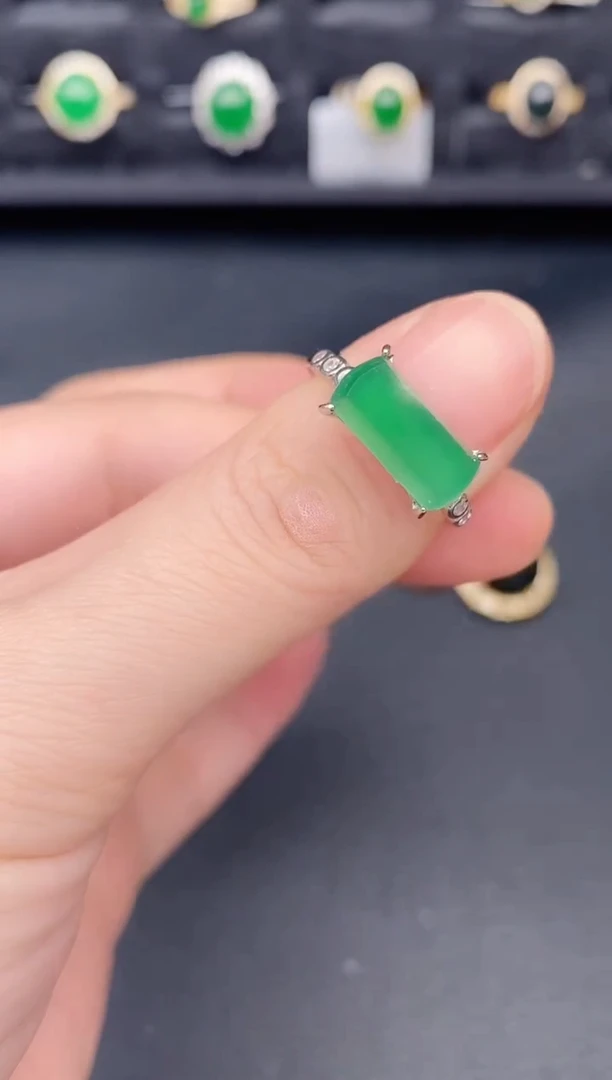 银S925镶嵌戒指翡翠天然a货翡翠293