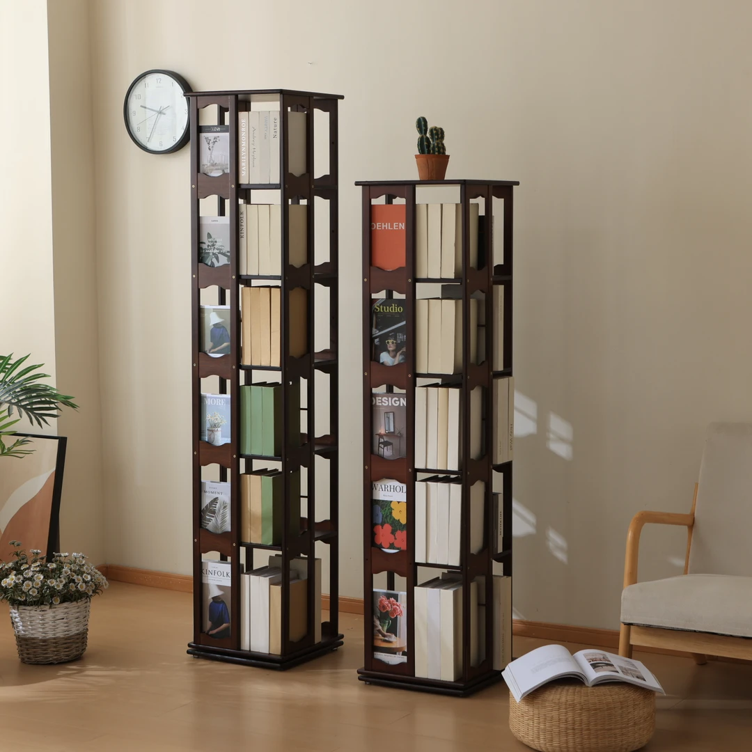 立式书架移动旋转书架客厅转角玄关置物架书柜子带轮落地书架