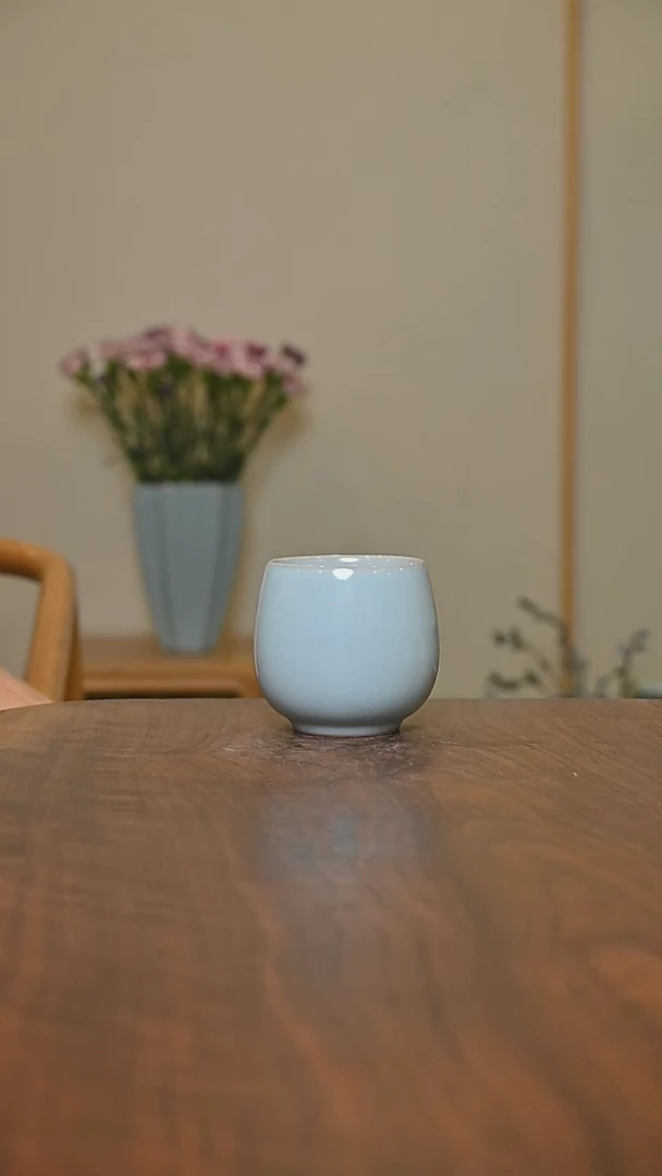 暖心杯 天青 微瑕 朱家汝窑款