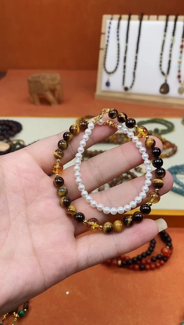 未镶嵌手链木变石双圈虎眼手串