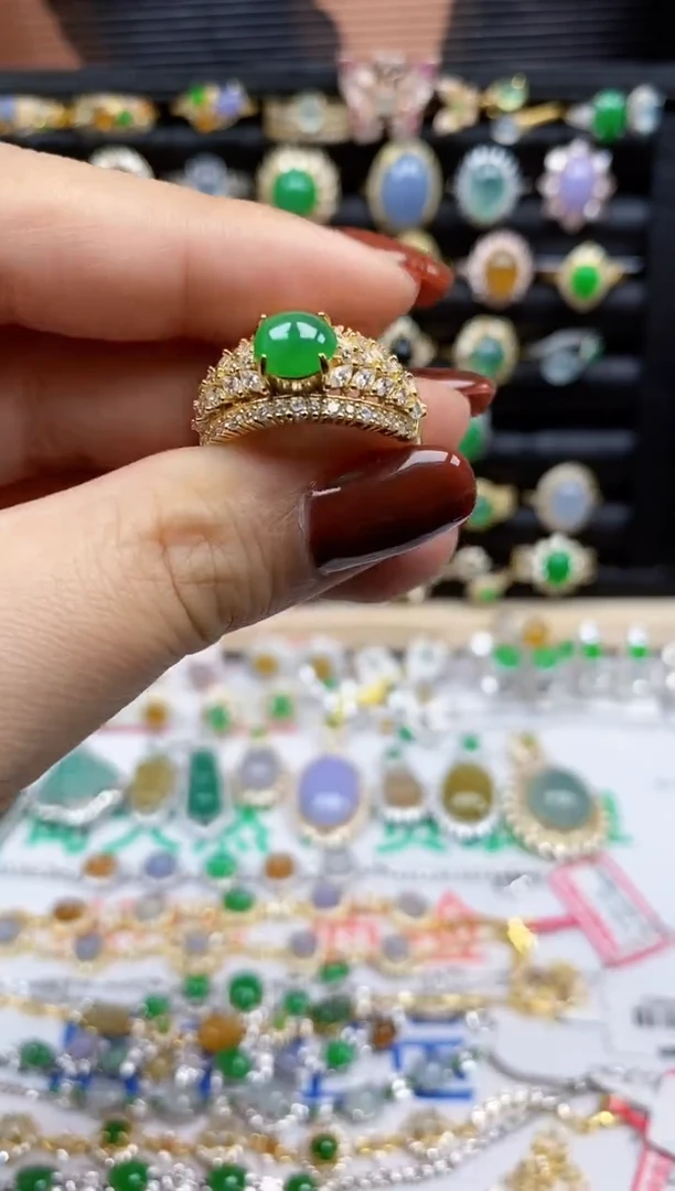 银S925镶嵌戒指翡翠8991